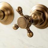 Chester Classic Wall Mount 2-Handle Antique Brass Bathroom Sink Faucet with Cross Handles