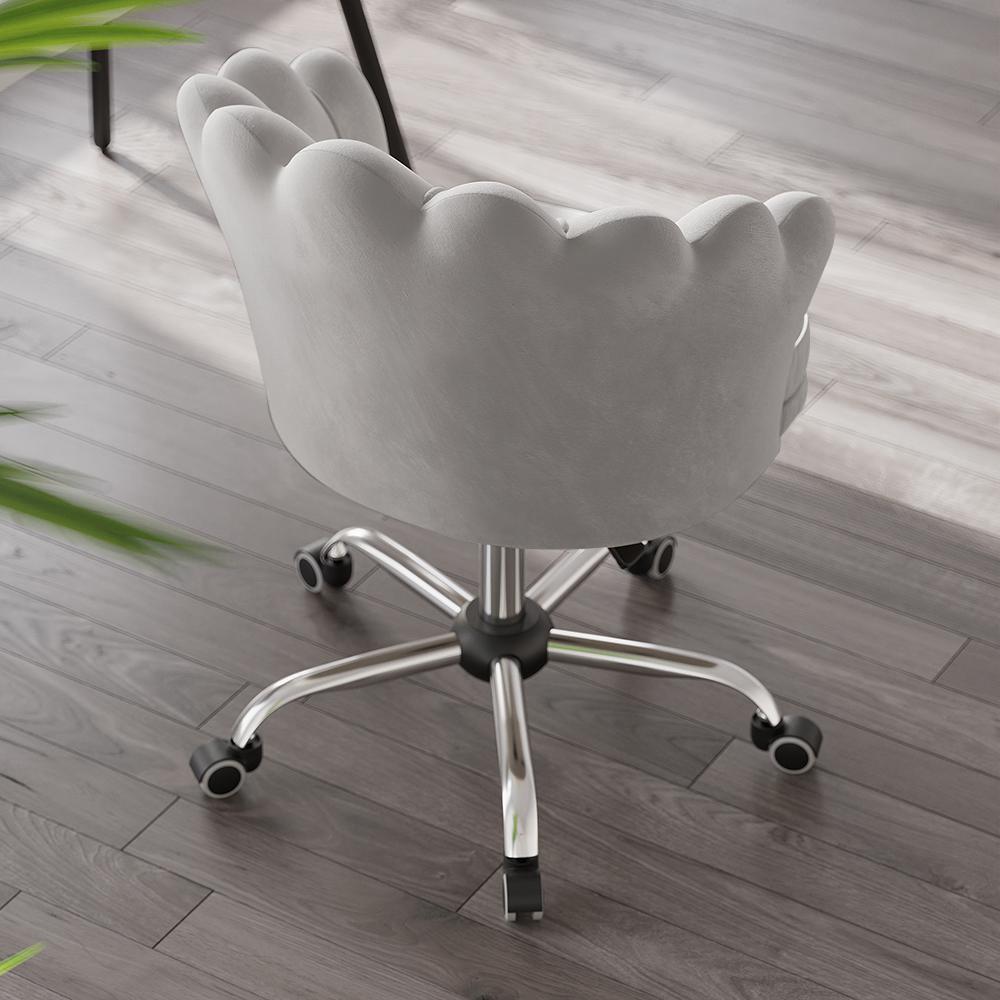 Blue Modern Swivel Office Chair Velvet Upholstered Task Chair Adjustable Height