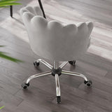 Blue Modern Swivel Office Chair Velvet Upholstered Task Chair Adjustable Height