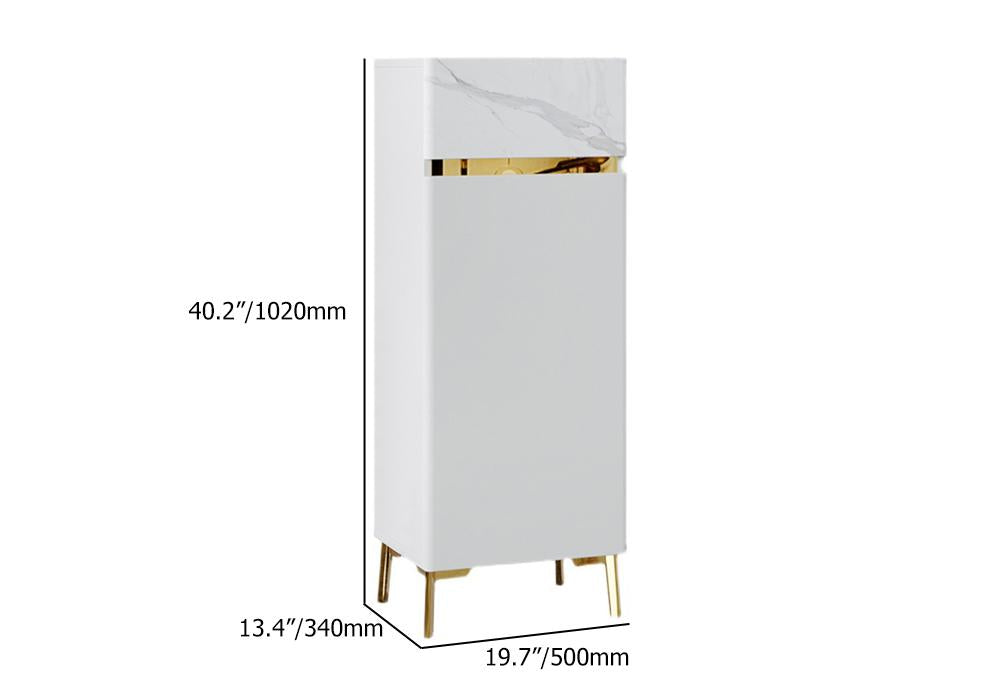 White Tall Shoe Cabinet with 5 Shelves for 10 Pairs Shoes Narrow Entryway Shoe Storage