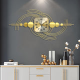 3D Modern Metal Oversized Wall Clock with Golden Geometric Frame