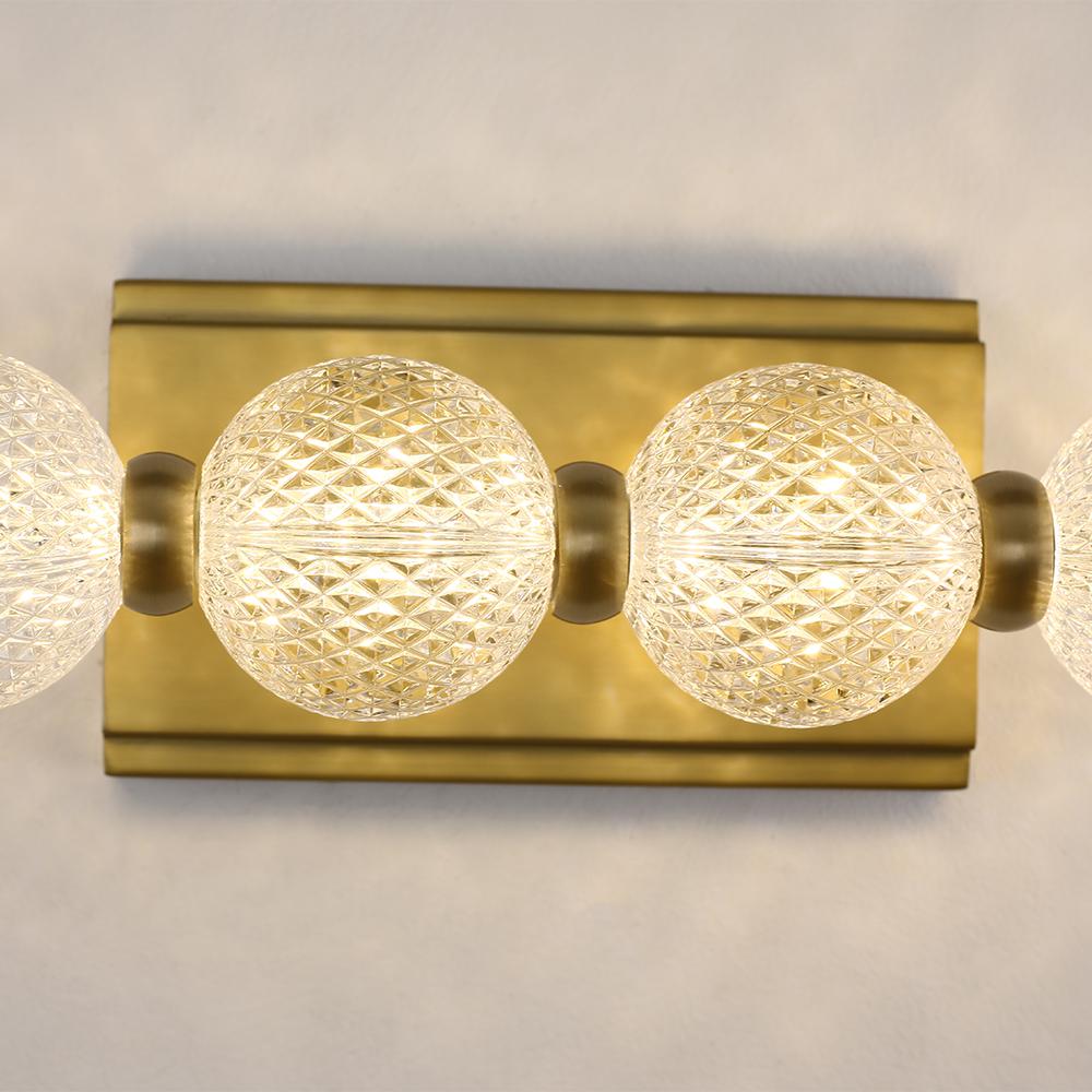4-Light Clear Acylic Vanity Wall Light for Bathroom in Gold