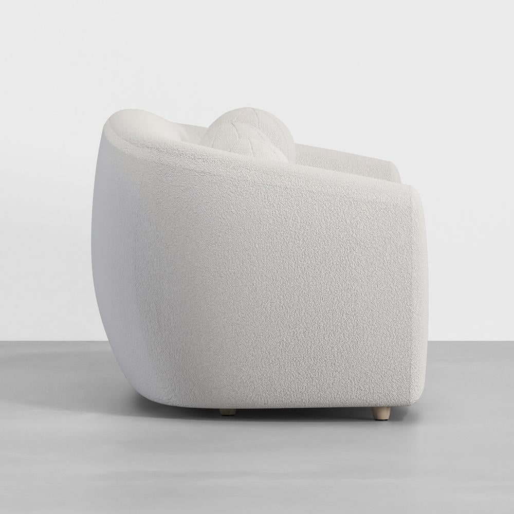82" Modern White Teddy Velvet 3 Seaters Curved Sofa for Living Room