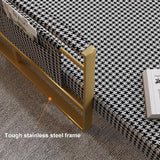 Modern Orange Houndstooth Single Sofabed Convertible Sleeper with Side Storage