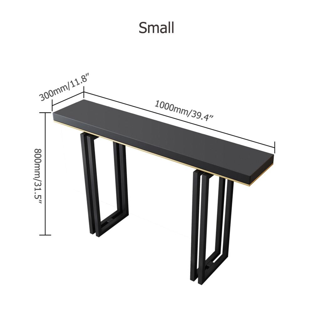 47" Entry Accent Table Narrow Console Table Black Solid Wood & Metal in Large