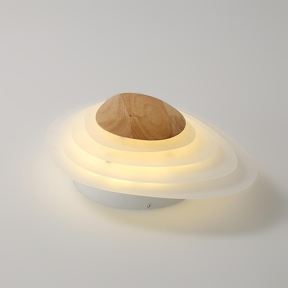 Minimalist LED White Flush Mount Ceiling Light Metal Arcylic and Wood