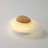 Minimalist LED White Flush Mount Ceiling Light Metal Arcylic and Wood