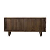 39.4" Rustic Storage Bench with Storage Sliding Doors Adjustable Shelf Natural Pine Wood