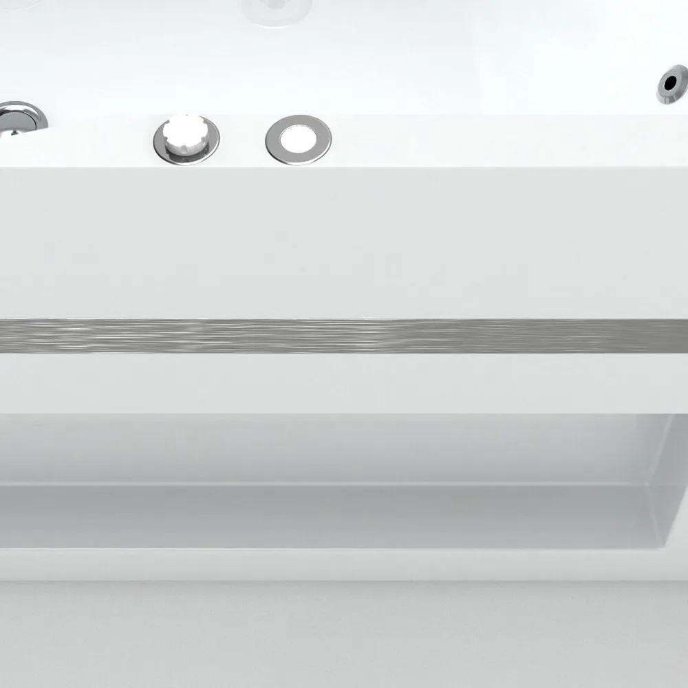 60" Modern Acrylic Rectangular Whirlpool Water Massage Bathtub in Chromatherapy LED