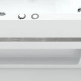 60" Modern Acrylic Rectangular Whirlpool Water Massage Bathtub in Chromatherapy LED