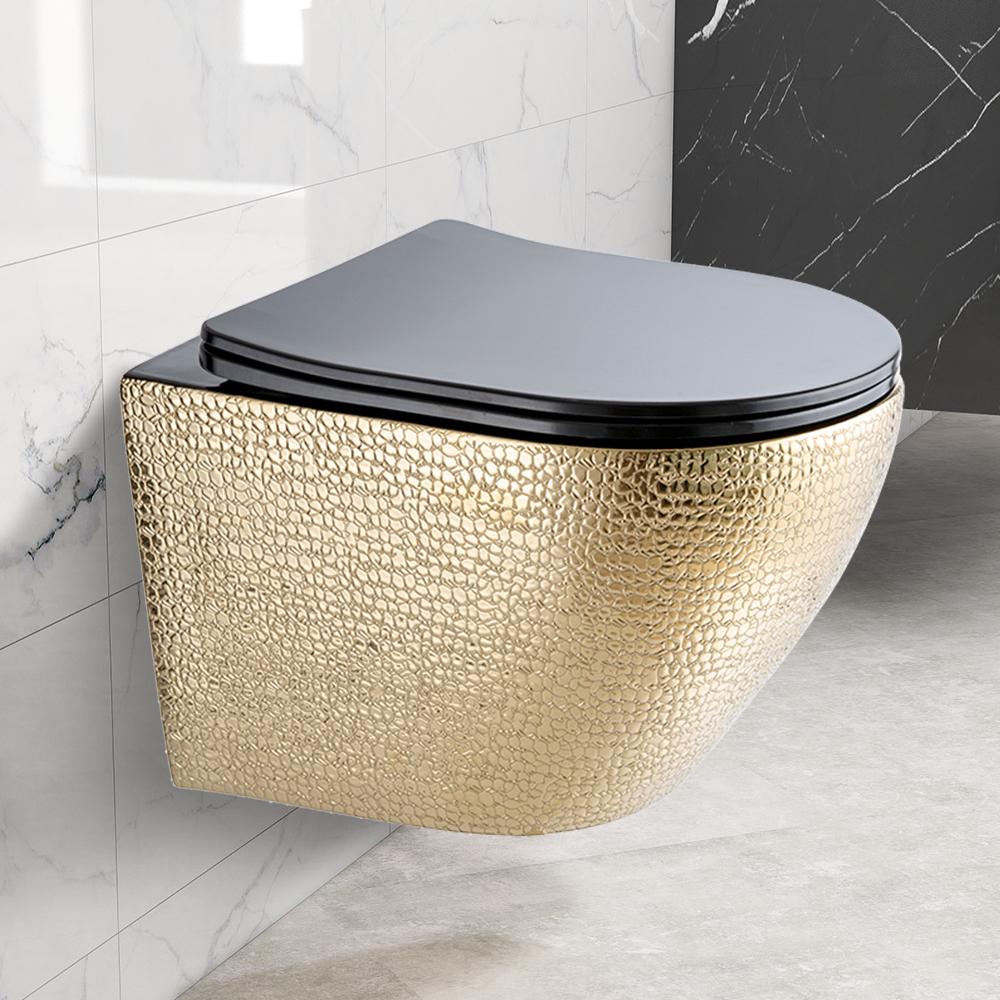 Luxury Round Wall-Mount Toilet Rimless Flushing Ceramic