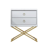19.7" Modern Black Nightstand with 2 Drawers X-Shaped Pedestal