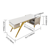 Hungled 55.1" Modern Rectangular  Writing Desk Computer Desk with Side Cabinet & Drawers