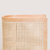 24" Black Nightstand Semi-Circle Rattan Bedside Table with 1 Shelf