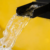 Mero Contemporary Waterfall Wall Mount Single Handle Bathroom Sink Faucet in Matte Black Solid Brass