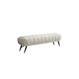 Modern Gray Bedroom Bench Velvet Upholstery Wooden Legs