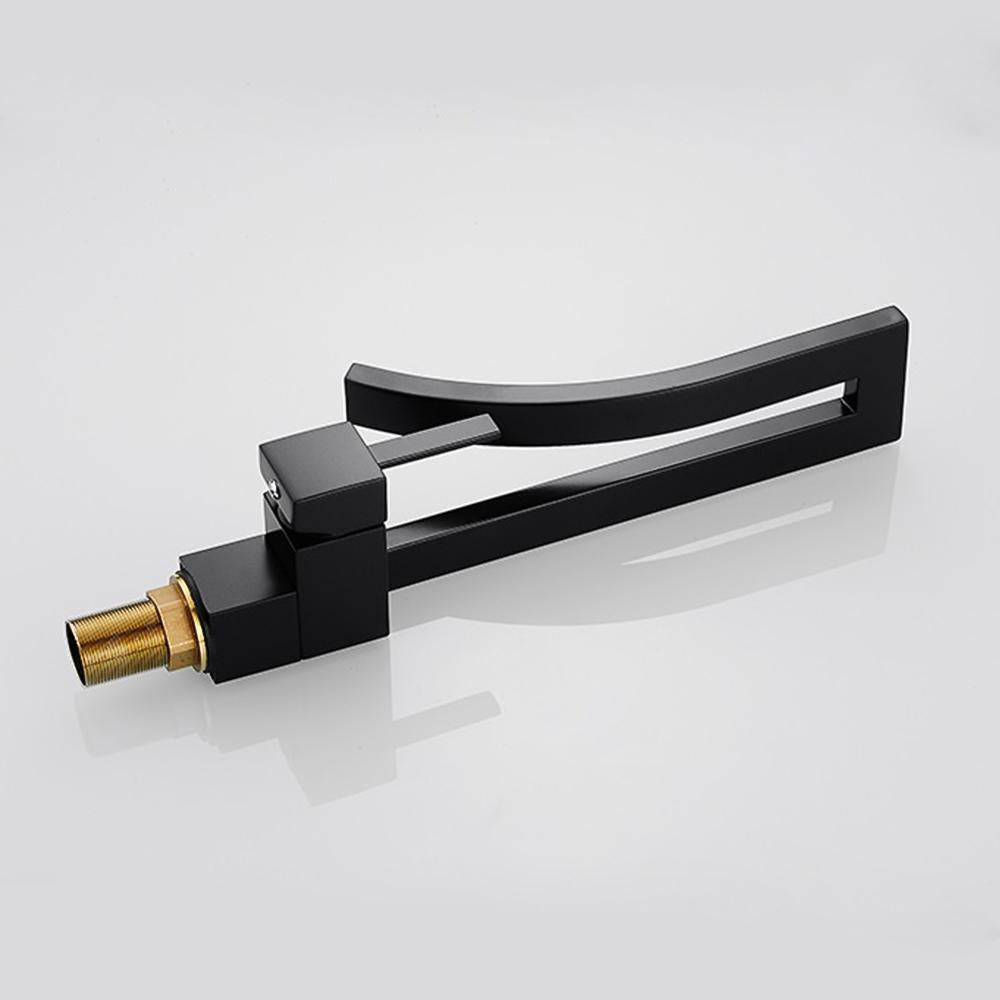 Single Handle Single Hole Bathroom Sink Faucet with Waterfall Spout in Chrome Brass