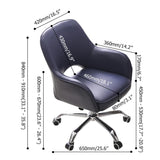 Blue Swivel Office Chair for Desk Upholstered Faux Leather Task Chair Adjustable Height
