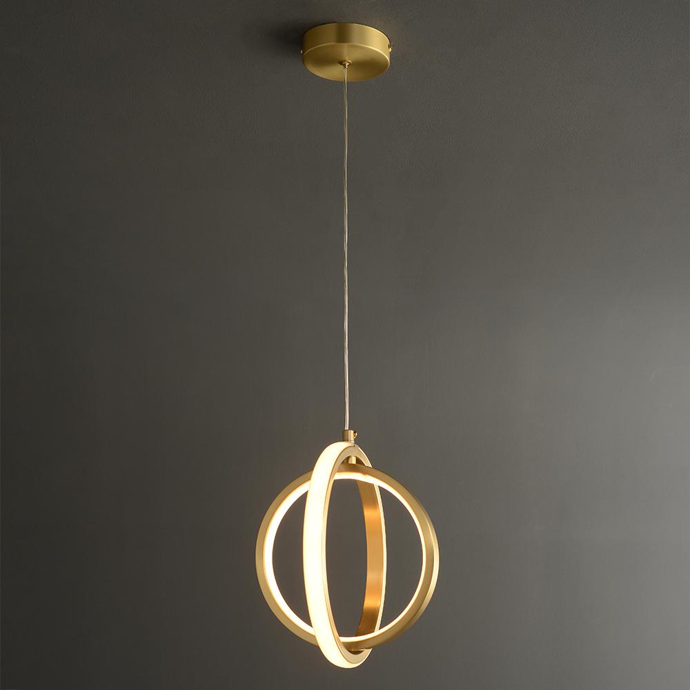 Gold Geométric Light Light 2-Ring LED HORNING LIGHT en laiton