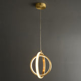 Gold Geométric Light Light 2-Ring LED HORNING LIGHT en laiton