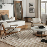 Beige Accent Chair Upholstered Cotton&Linen Arm Chair Carbon Steel in Black