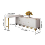 Retractable Marble Top Makeup Vanity Table & Cabinet Combo with Storage Fit in Corner