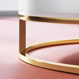 White Round Modern Wood Swivel Coffee Table with Storage Drawer in Gold