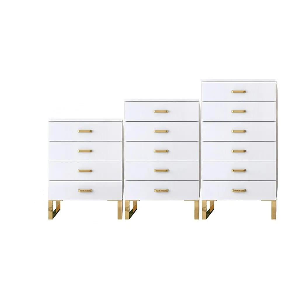 Modern White Wooden Chest with 6-Drawer Gold Legs in Large