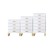 Modern White Wooden Chest with 6-Drawer Gold Legs in Large