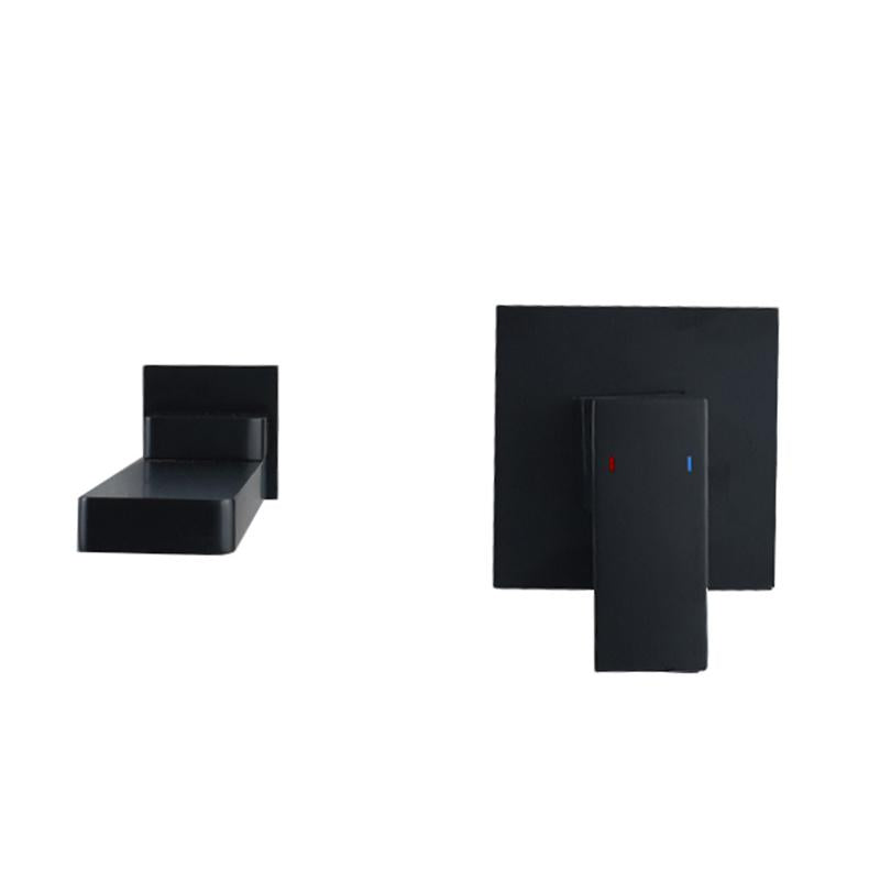 Wall Mount Matte Black Single Handle Bathroom Sink Faucet Solid Brass