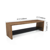 Industrial Wood Entryway Bench with Shoe Storage Shelf in Black