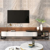 Nesnesis Modern Extending TV Stand with Storage Oval White & Natural Media Console