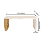 Modern White and Natural Rectangular Writing Desk with Shelves