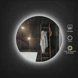 24" Frameless Round LED Bathroom Wall Mirror Acrylic Anti-Fog