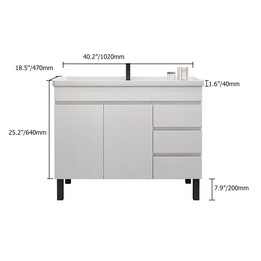 36" Modern Black Bathroom Vanity Ceramics Single Sink Freestanding with 3 Drawers