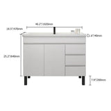 36" Modern Black Bathroom Vanity Ceramics Single Sink Freestanding with 3 Drawers