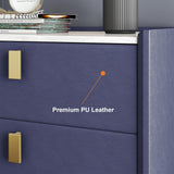Modern 2 Drawers PU Leather Bedside Table Nightstand with Gold Metal Legs