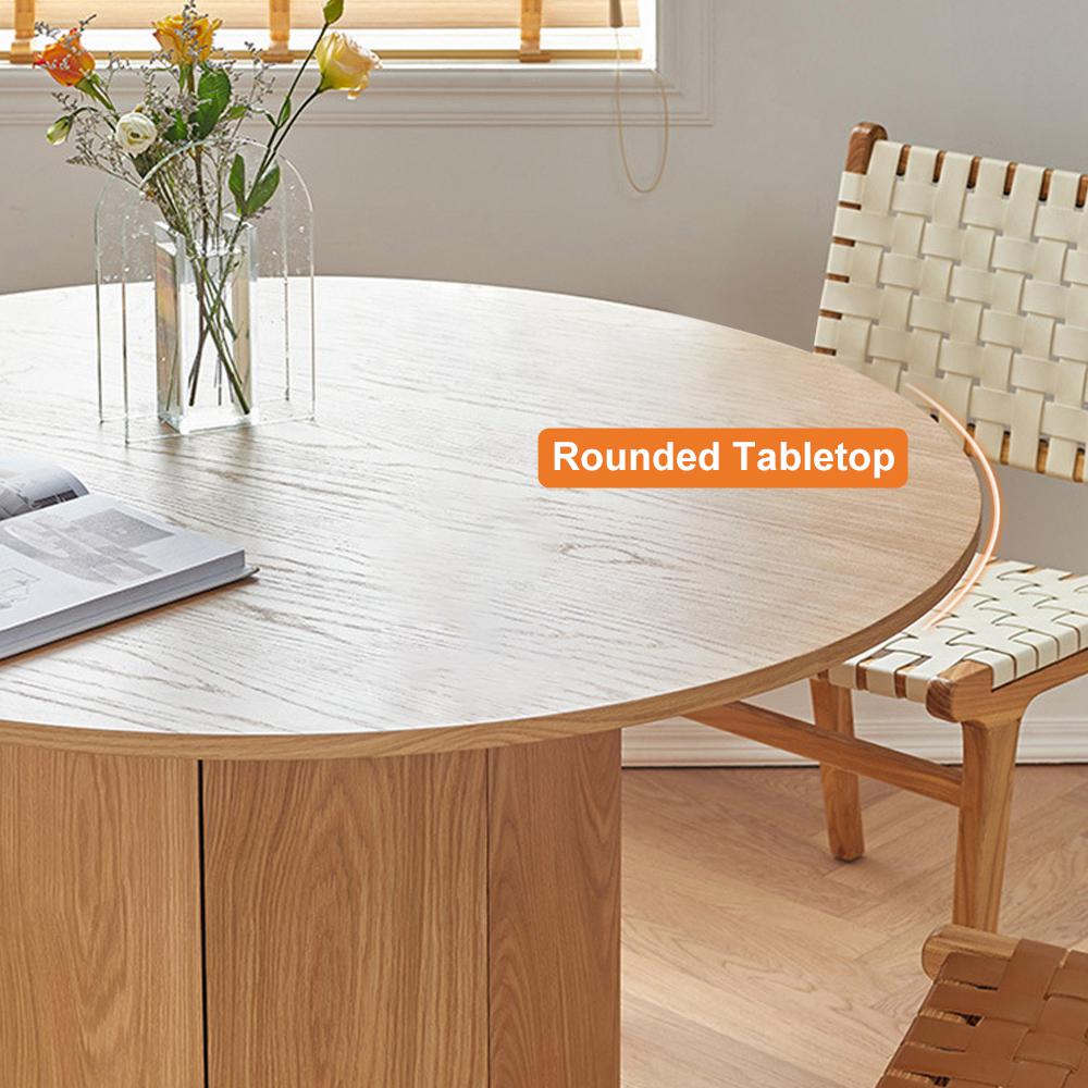 35" Farmhouse Round Small Dining Table 4-Person Natural Pine Wood