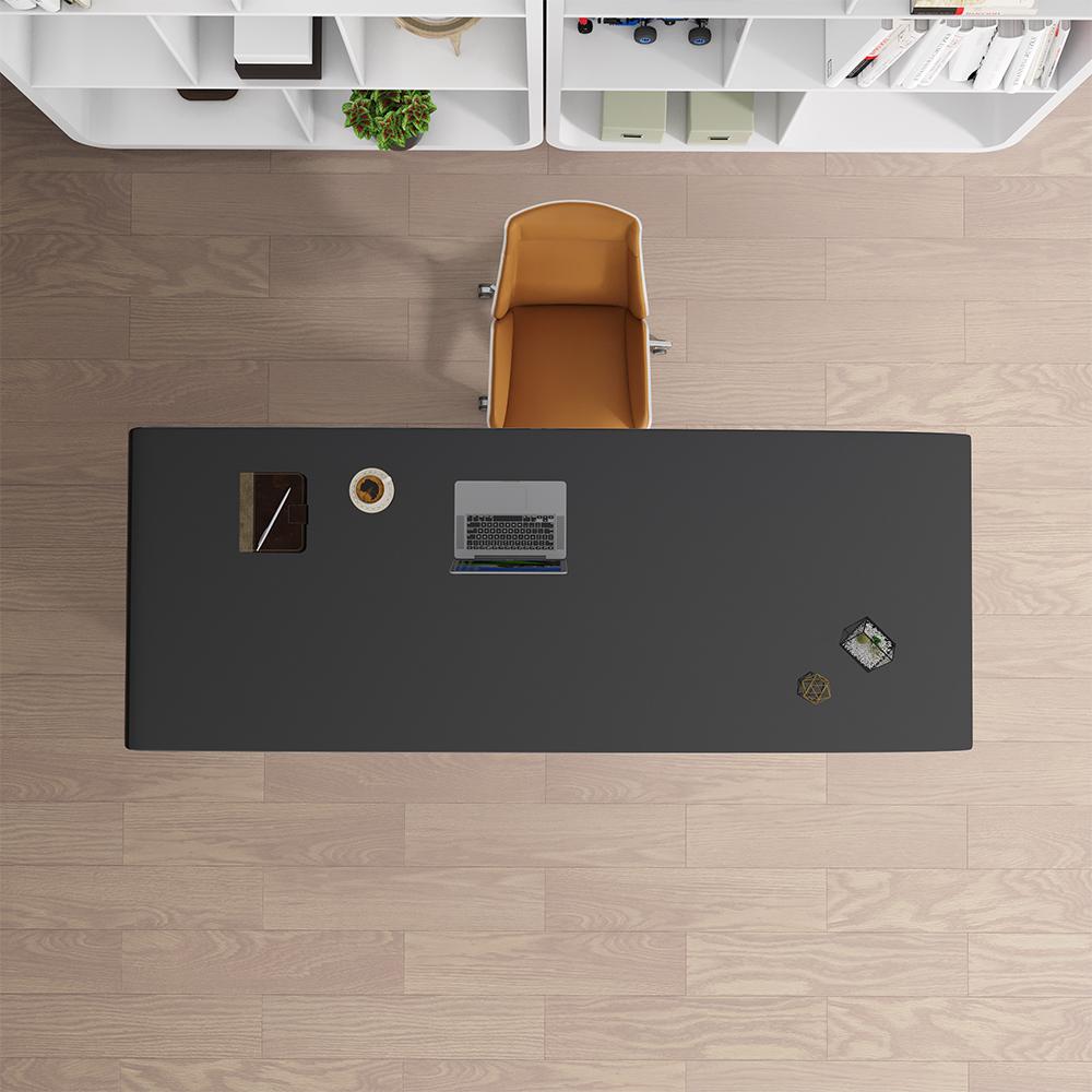 71" Modern White Computer Desk Rectangular Executive Desk with Abstract Base