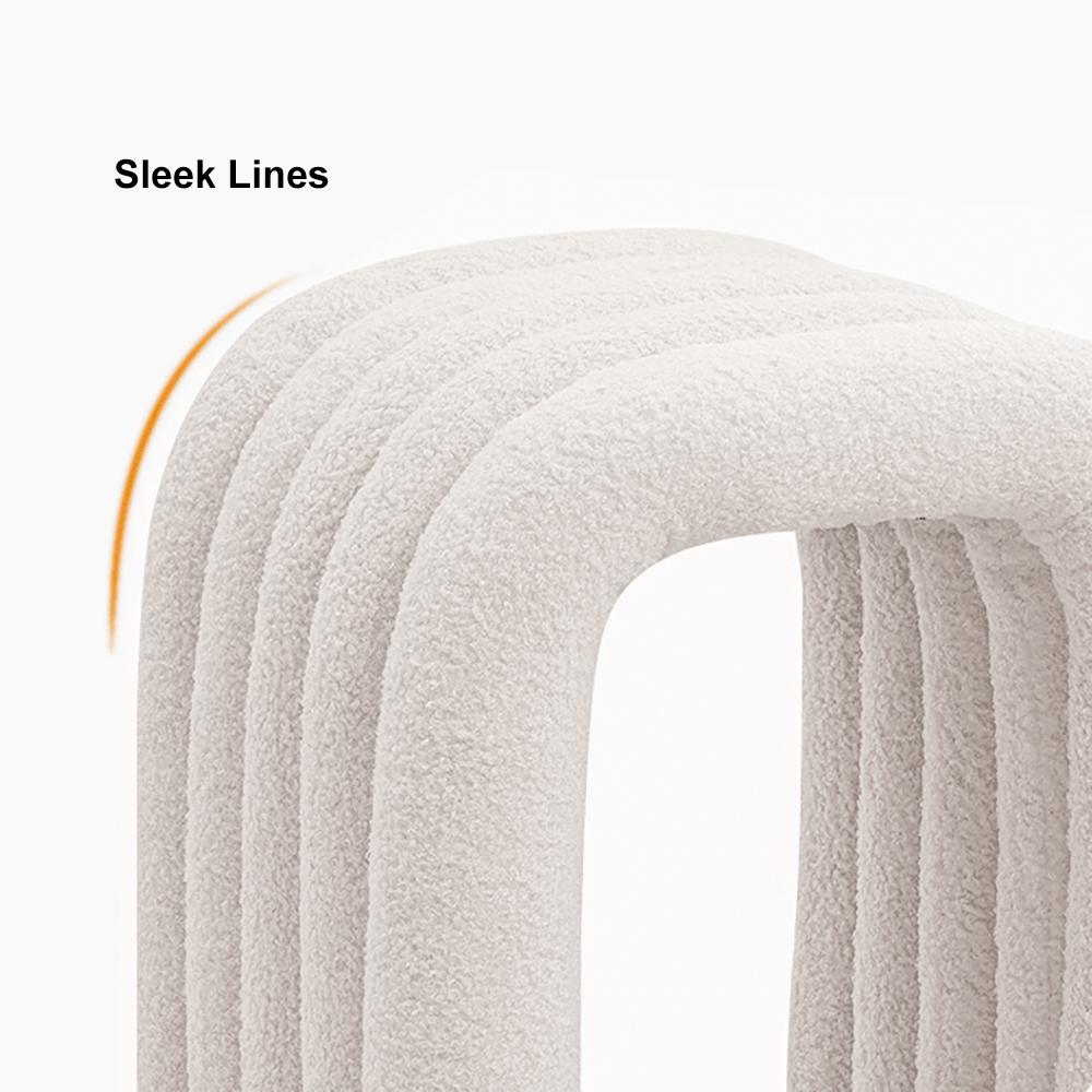 Modern White Boucle Dining Room Chair Side Chair (Set of 2)