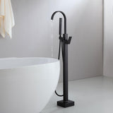Freestanding Matte Black Bathtub Filler Faucet and Handheld Shower with High-Arc Spout