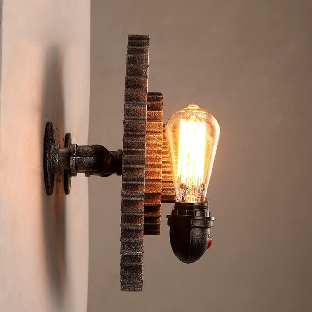 Retro Industrial Wall Sconce,New Rustic 2-Light E26 Edison Light Fixture,with Water Pipe