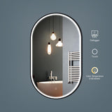 Matte Black Frame Capsule Wall Mounted LED Bathroom Mirror Anti-Fog