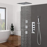 Modern 16" Chrome Thermostatic Rain Shower System with Handheld Shower & 3 Body Sprays