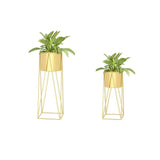 Gold Plant Pots Modern Planter with Gold Stand for Indoor&Outdoor Set of 2