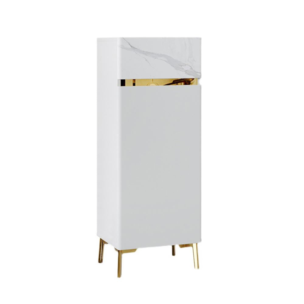 White Tall Shoe Cabinet with 5 Shelves for 10 Pairs Shoes Narrow Entryway Shoe Storage