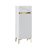 White Tall Shoe Cabinet with 5 Shelves for 10 Pairs Shoes Narrow Entryway Shoe Storage