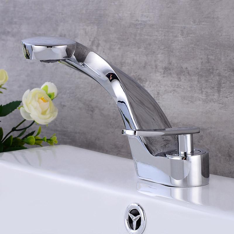 Modern Creative Bathroom Sink Faucet Single Handle One-Hole Sink Faucet Brass