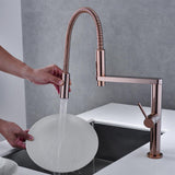 Rose Gold Single Hole High Arc Magnetic Kitchen Faucet Dual-function Spray