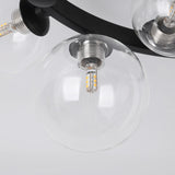 Modern 6 Light LED Black Geometric Bubble Flush Mount Ceiling Light with Glass Shade